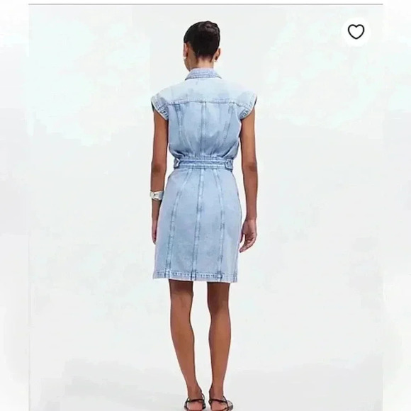 Madewell  EUC Denim Cap-Sleeve Shirt dress in Aquino Wash size 14 denim jean - Picture 5 of 9